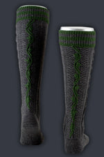 Lusana Trachtenstrümpfe L18994 Anthrazit Tanne Vorderansicht | Lusana traditional knee socks L18994 anthracite fir green front view