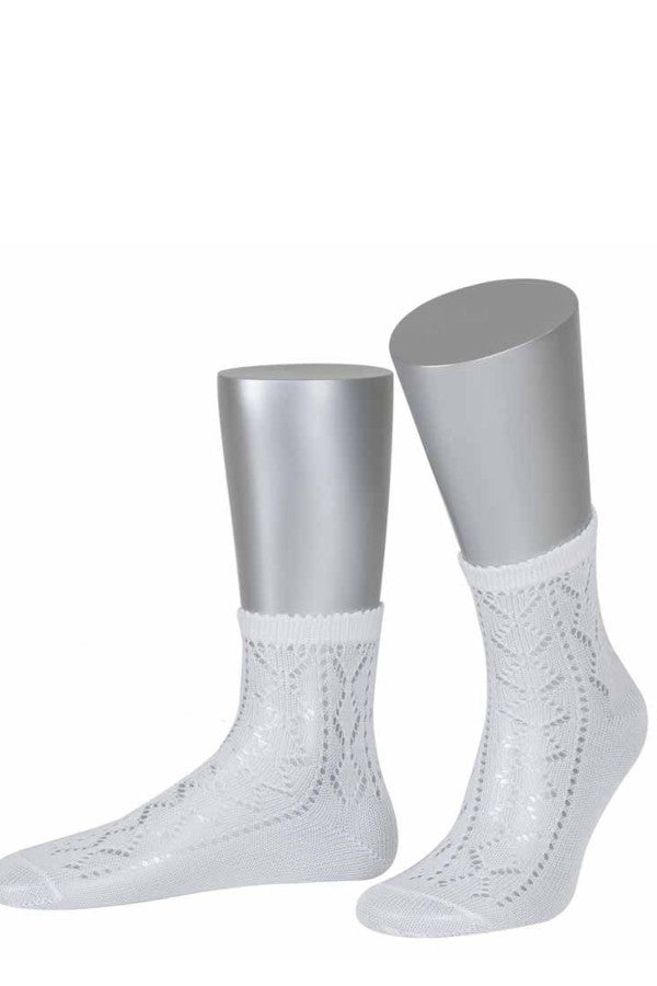 Lusana Trachtensocken Damen Weiß
