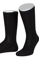 Lusana Trachten Schoppersocken Schwarz