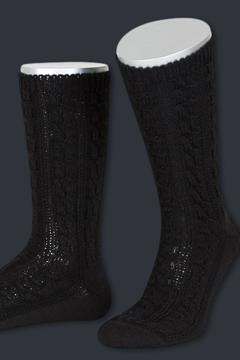 Lusana Trachten Schoppersocken Schwarz