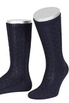Lusana Trachten Schoppersocken Dunkelblau