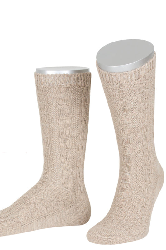 Lusana Trachten Schoppersocken Beige
