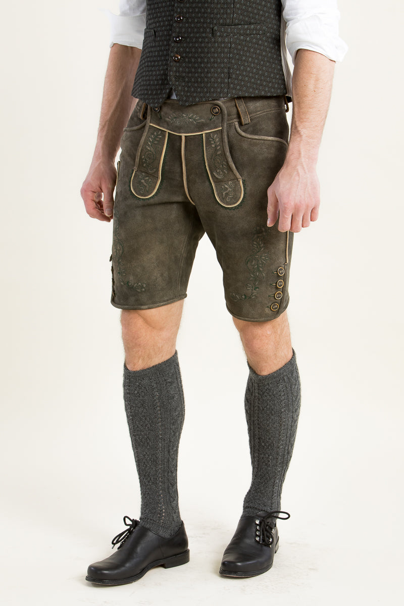 Ledergott Lederhose Leo antikbraun Detail | Ledergott Lederhose Leo antique brown detail