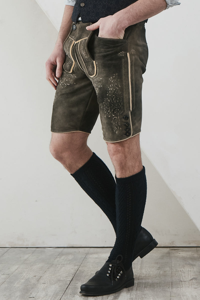 Ostarrichi Lederhose Kaiser old grey Detail | Ostarrichi Lederhose Kaiser old grey detail