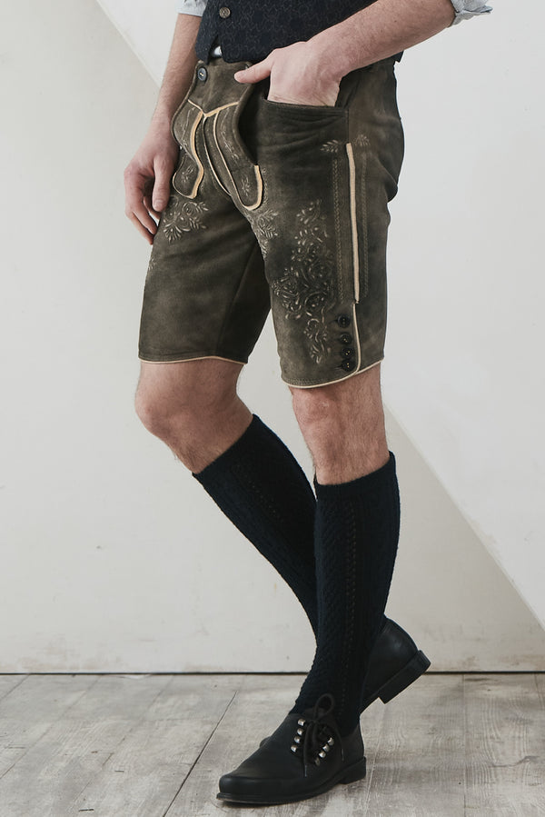 Ostarrichi Lederhose Kaiser old grey Detail | Ostarrichi Lederhose Kaiser old grey detail