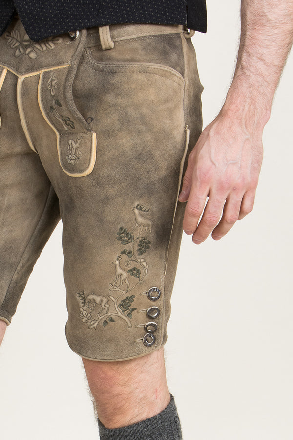 Ostarrichi Lederhose Ursprung eiche Detail | Ostarrichi Lederhosen Ursprung oak detail