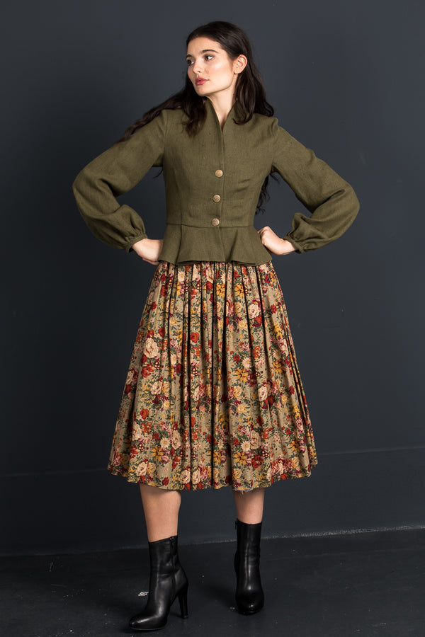 Lena Hoschek Leinenjanker Margot evergreen Rückansicht | Lena Hoschek linen jacket Margot evergreen back view