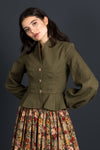 Lena Hoschek Leinenjanker Margot evergreen Vorderansicht | Lena Hoschek linen jacket Margot evergreen front view