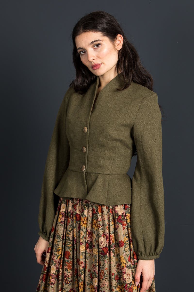 Lena Hoschek Leinenjanker Margot evergreen Getragen | Lena Hoschek linen jacket Margot evergreen worn