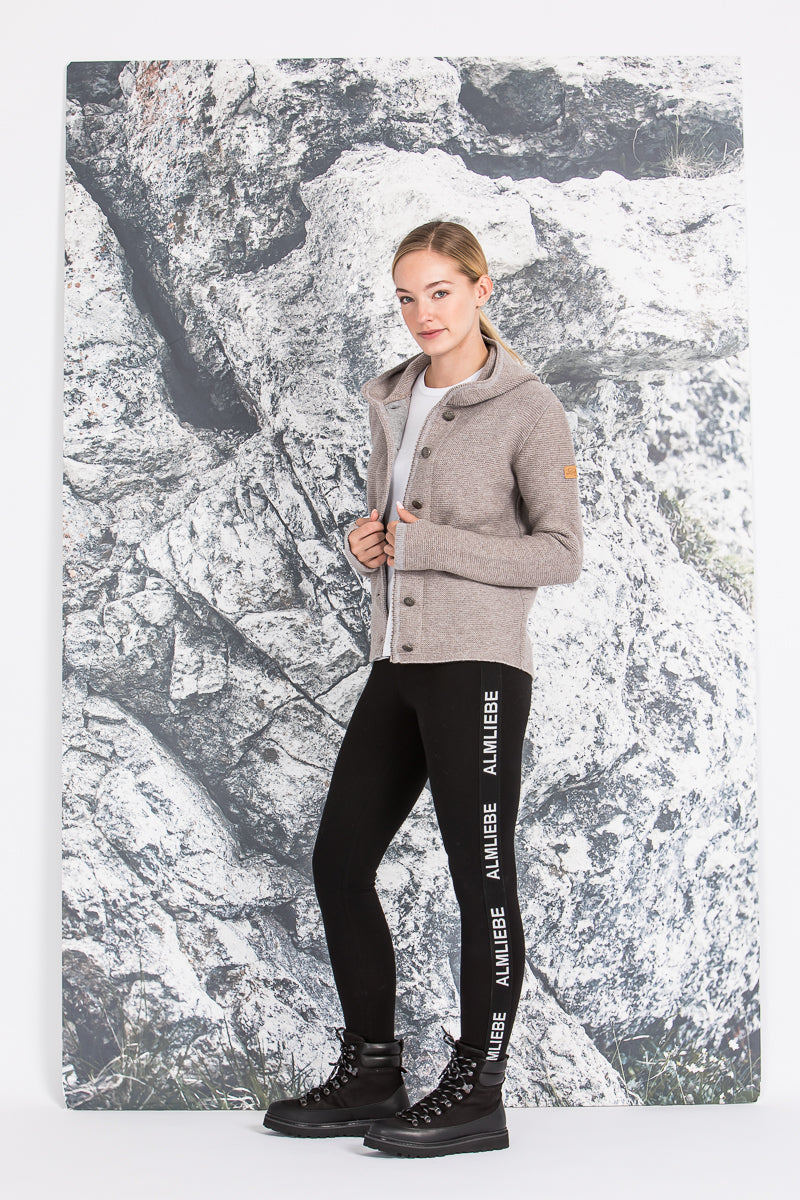 Liebling Kapuzenjanker Damen Katharina Marmor/Trüffel Detail | Liebling Women's Hooded Cardigan Katharina Marble/Truffle detail