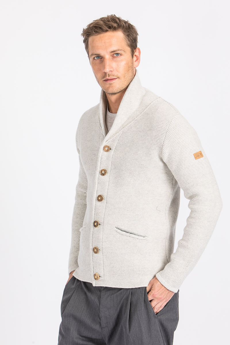 Liebling Strickjanker Martl Natur/Kiesel Vorderansicht | Liebling knit jacket Martl Natural/Pebble front view
