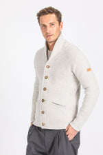 Liebling Strickjanker Martl Natur/Kiesel Vorderansicht | Liebling knit jacket Martl Natural/Pebble front view