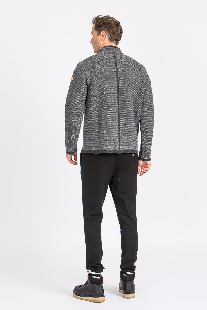 Liebling Strickjanker Thomas Stehkragen grau Vorderansicht | Liebling knitted janker Thomas stand-up collar grey front view