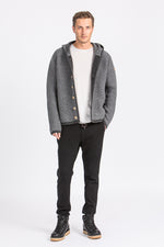 Liebling Kapuzenjanker Thomas grau meliert Rückansicht | Liebling hooded janker Thomas heather grey back view