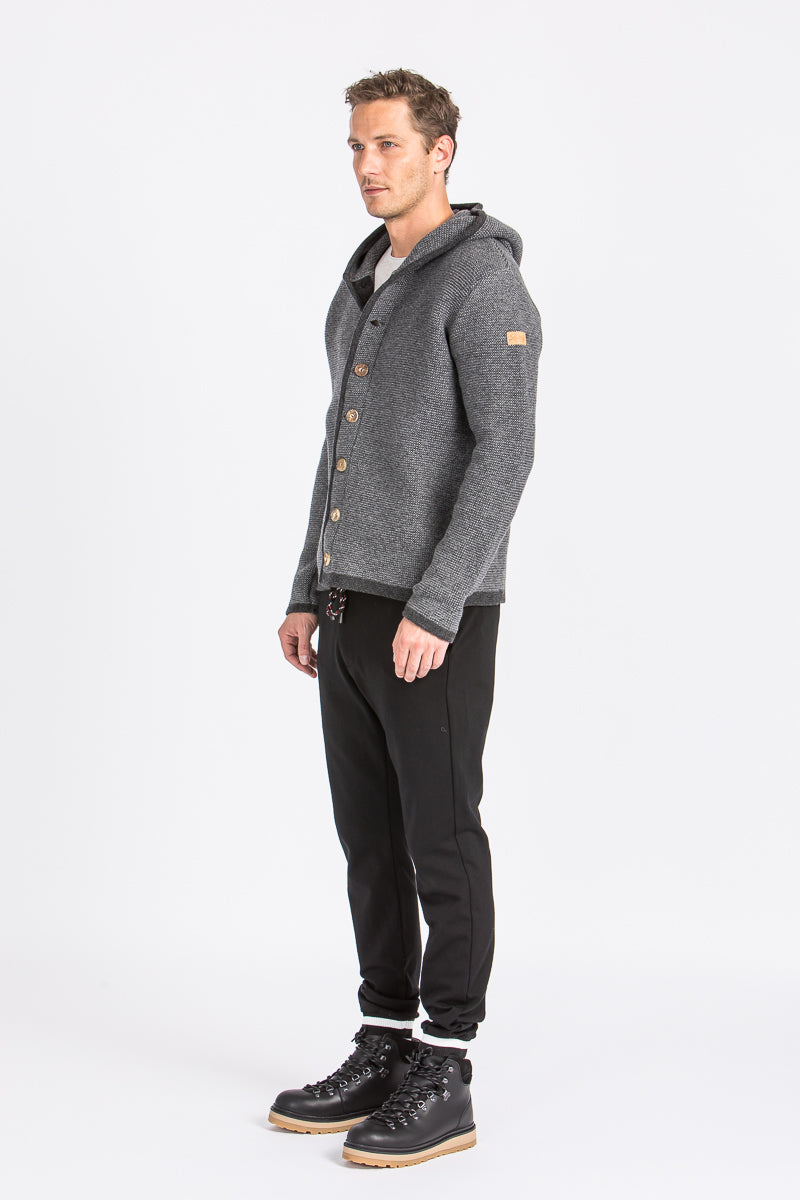 Liebling Kapuzenjanker Thomas grau meliert Detail | Liebling hooded janker Thomas heather grey detail