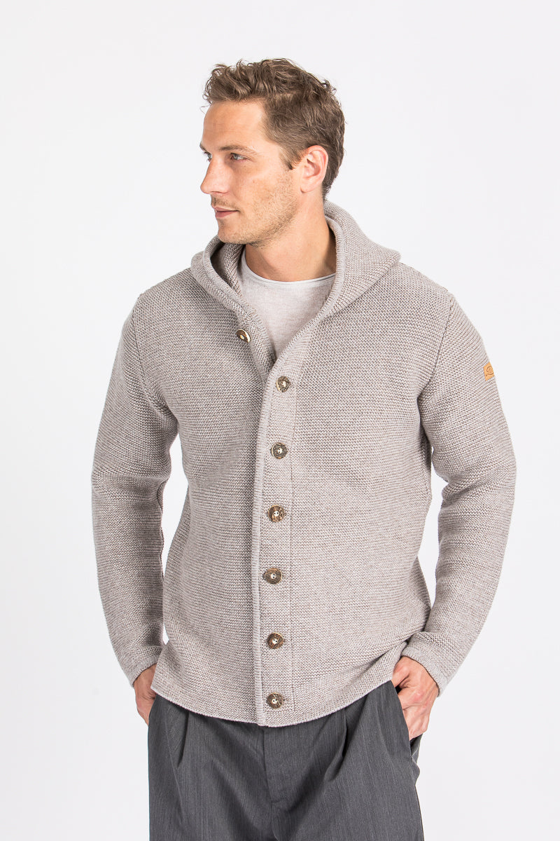 Liebling Kapuzenjanker Thomas Marmor/Trüffel Detail | Liebling hooded knit jacket Thomas Marble/Truffle detail
