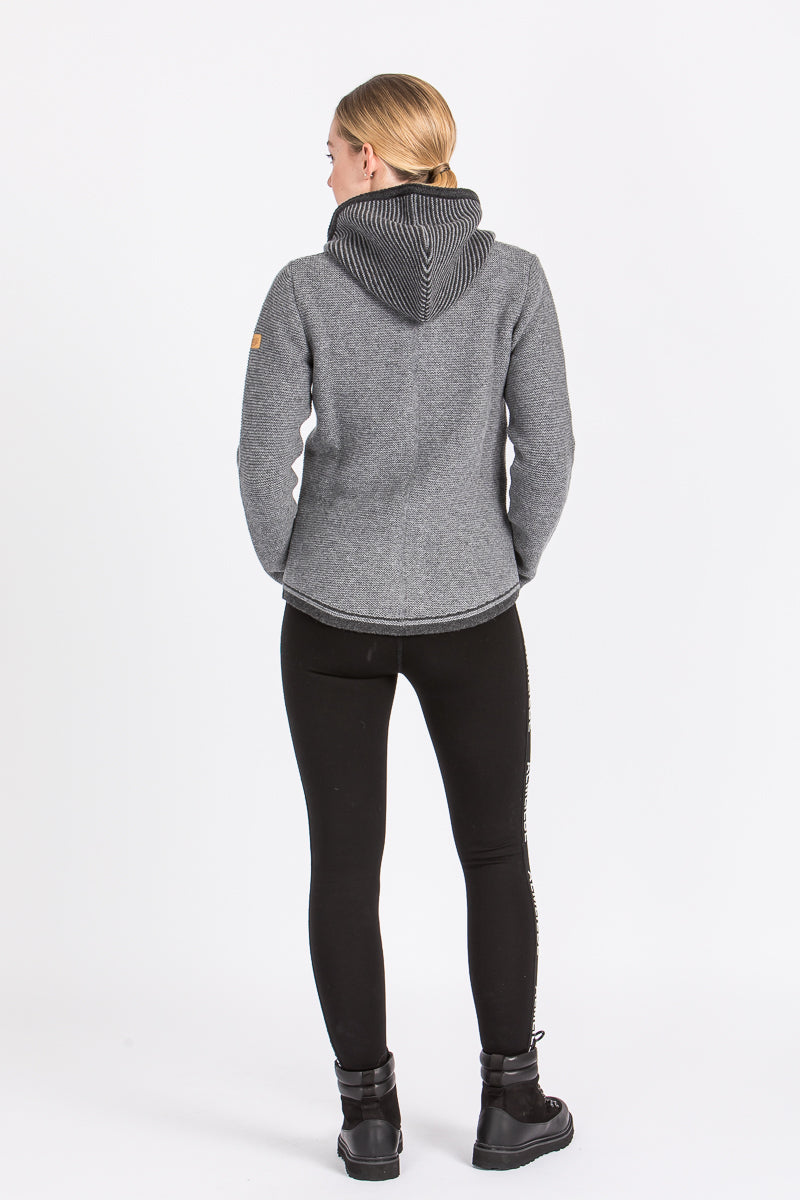 Liebling Kapuzenjanker Vera grau/anthrazit Vorderansicht | Liebling hooded knit jacket Vera grey/anthracite front view