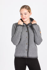 Liebling Kapuzenjanker Vera grau/anthrazit Detail | Liebling hooded knit jacket Vera grey/anthracite detail