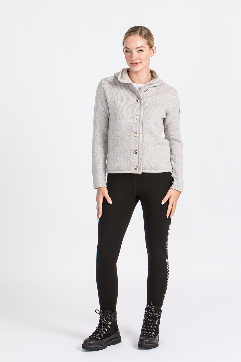 Liebling Kapuzenjanker Vera light kiesel/natur Detail | Liebling hooded knit jacket Vera light pebble/natural detail