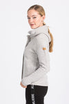 Liebling Kapuzenjanker Vera light kiesel/natur Vorderansicht | Liebling hooded knit jacket Vera light pebble/natural front view