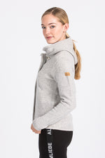 Liebling Kapuzenjanker Vera light kiesel/natur Vorderansicht | Liebling hooded knit jacket Vera light pebble/natural front view