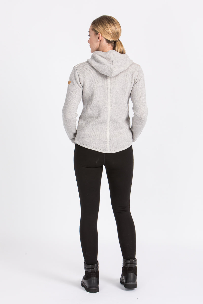 Liebling Kapuzenjanker Vera light kiesel/natur Detail | Liebling hooded knit jacket Vera light pebble/natural detail