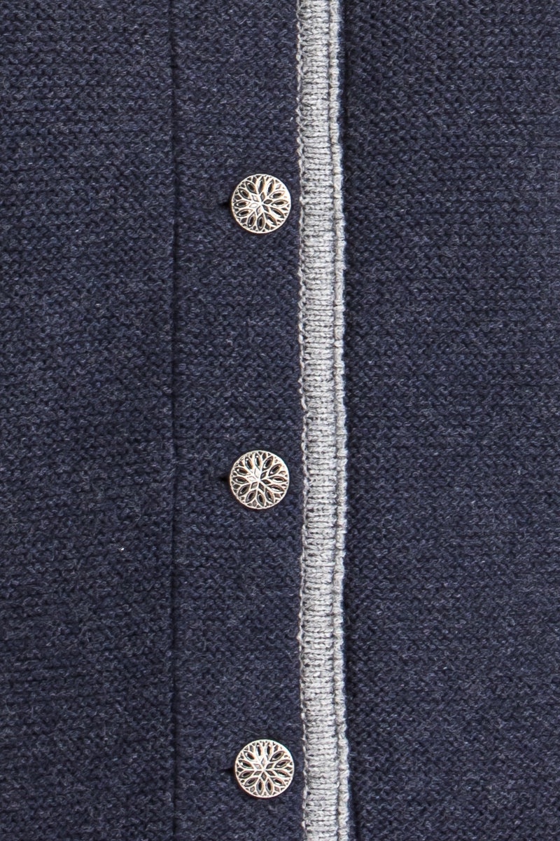 Liebling Kapuzenjanker Vera navy/grau Detail Knopfleiste | Liebling Kapuzenjanker Vera navy/grey button placket detail