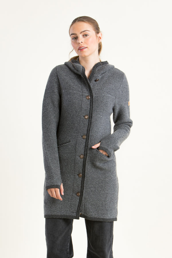Liebling Kapuzenjanker Benedikta grau Getragen | Liebling hooded knit jacket Benedikta grey worn