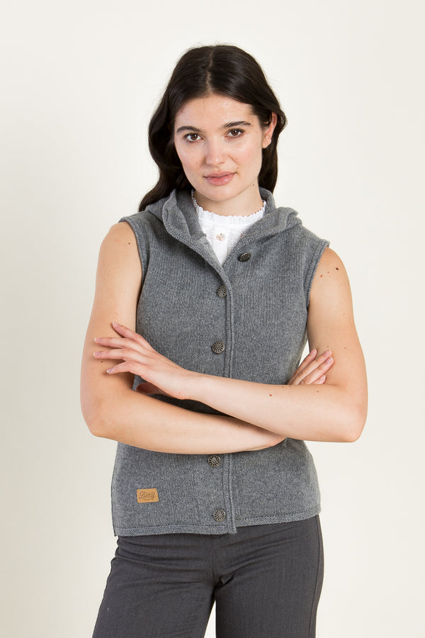 Liebling Kapuzenjanker Ronja anthrazit Vorderansicht | Liebling hooded knit jacket Ronja anthracite front view