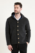 Liebling Kapuzenjanker Matze Anthrazit Vorderansicht | Liebling hooded knit jacket Matze Anthracite front view