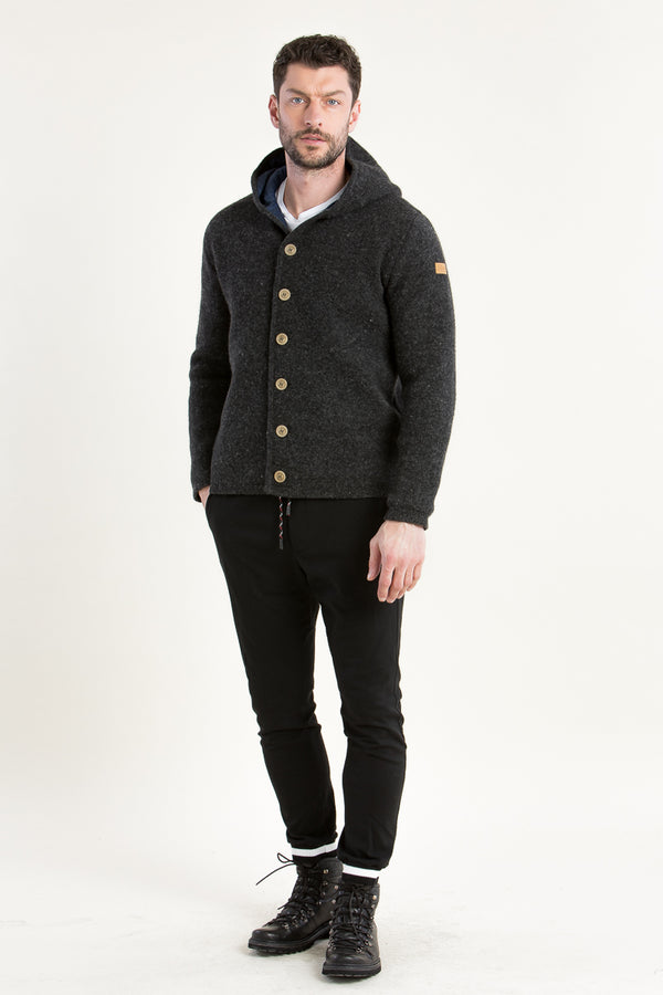 Liebling Kapuzenjanker Matze Anthrazit Rückansicht | Liebling hooded knit jacket Matze Anthracite back view