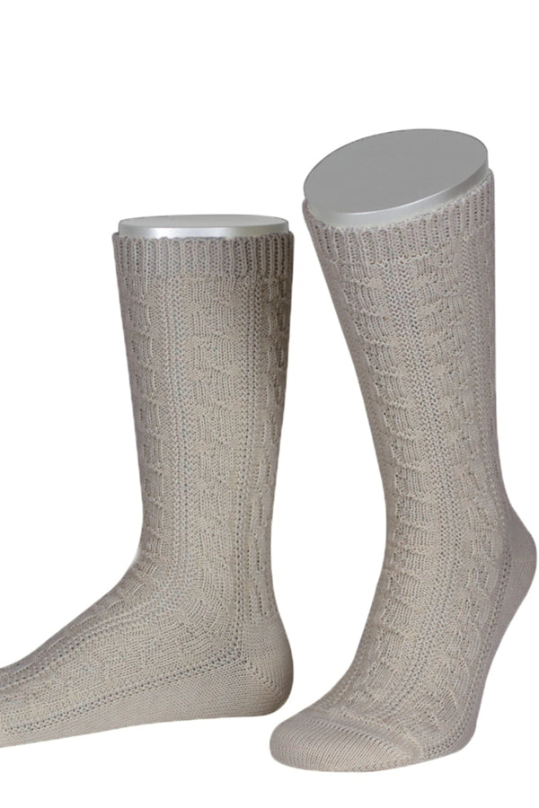 Lusana Herren Trachtensocken L5697 Graumeliert Vorderansicht | Lusana men's traditional socks L5697 grey melange front view