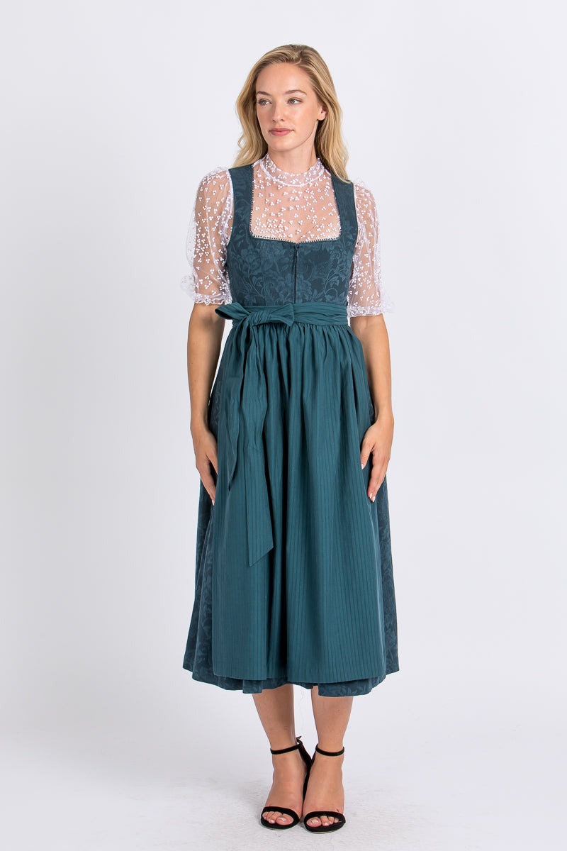 Madame Marie Dirndl Thalora blautanne Detail Schürze | Madame Marie dirndl Thalora blue fir apron detail