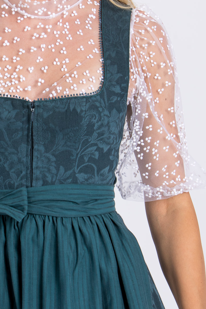 Madame Marie Dirndl Thalora blautanne Detail Muster | Madame Marie dirndl Thalora blue fir pattern detail