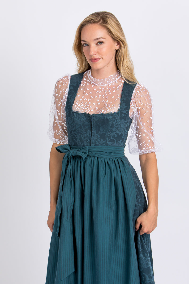 Madame Marie Dirndl Thalora blautanne Detail Rock | Madame Marie dirndl Thalora blue fir skirt detail