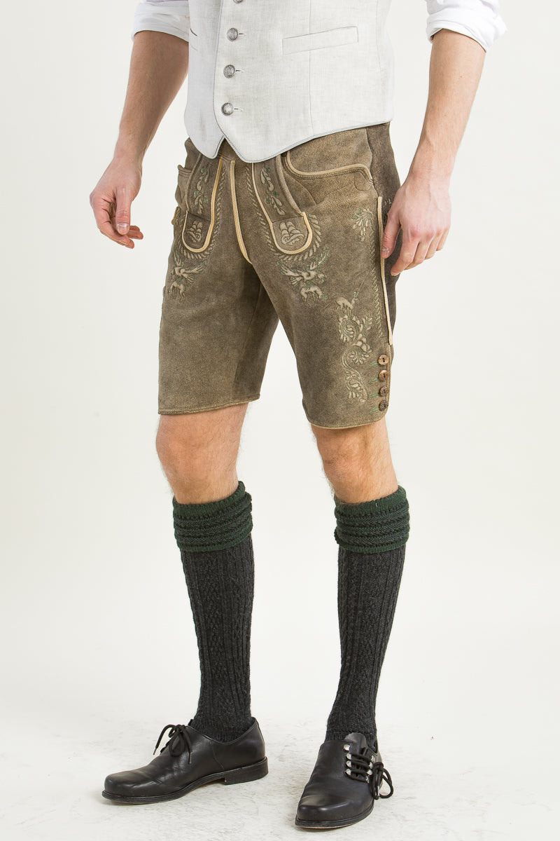 Meindl Hirschlederhose Gamskogel old grey Vorderansicht | Meindl Hirschlederhose Gamskogel old grey front view