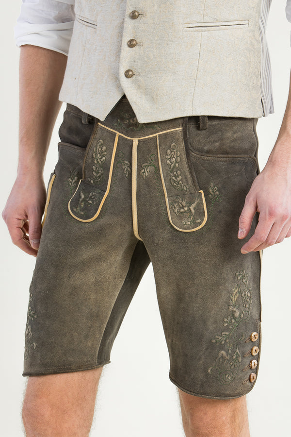Meindl Hirschlederhose Hocharn altschwarz Detail | Meindl Hirschlederhose Hocharn black detail