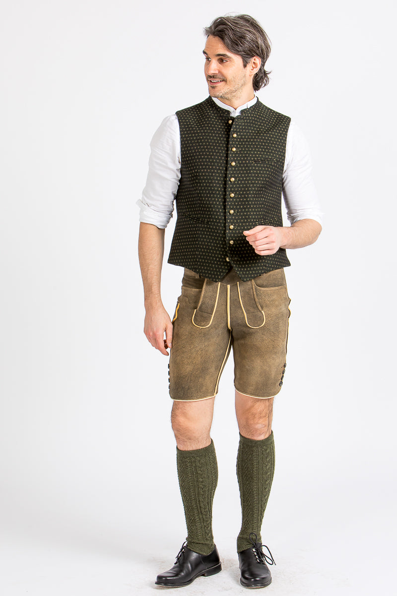 Meindl Rehlederhose Nassfeld altschwarz Detail | Meindl Roebuck Leather Lederhosen Nassfeld Antique Black detail
