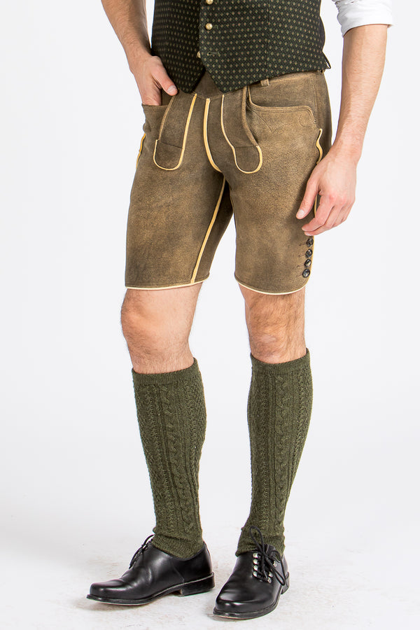 Meindl Rehlederhose Nassfeld altschwarz Vorderansicht | Meindl Roebuck Leather Lederhosen Nassfeld Antique Black front view