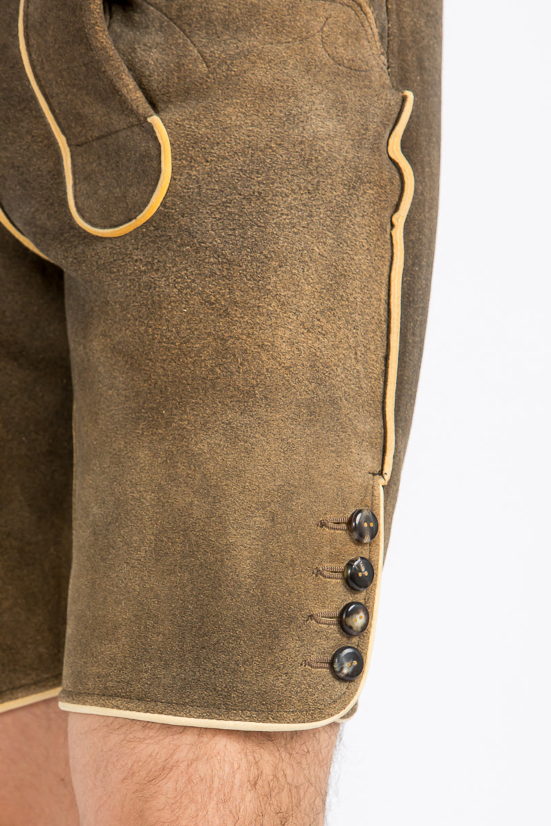 Meindl Rehlederhose Nassfeld altschwarz Detail | Meindl Roebuck Leather Lederhosen Nassfeld Antique Black detail