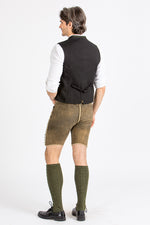 Meindl Rehlederhose Nassfeld altschwarz Detail | Meindl Roebuck Leather Lederhosen Nassfeld Antique Black detail