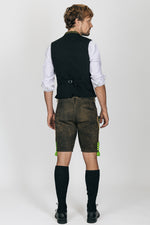 Ostarrichi Hirschlederhose Sepp rauchschwarz Seitenansicht | Ostarrichi Lederhose Sepp smoke black side view