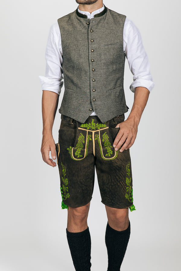 Ostarrichi Hirschlederhose Sepp rauchschwarz Rückansicht | Ostarrichi Lederhose Sepp smoke black back view