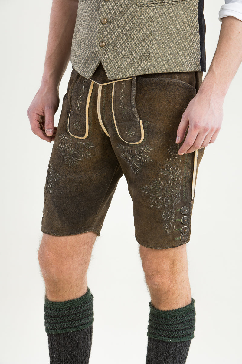 Ostarrichi Hirschlederhose Kaiser moor Rückansicht | Ostarrichi Hirschlederhose Kaiser moor back view