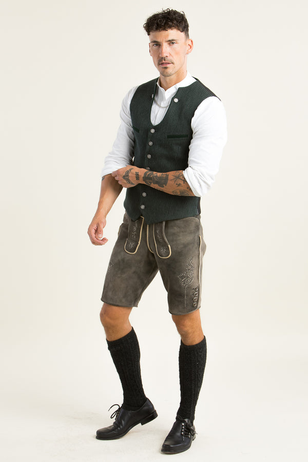 Ostarrichi Lederhose Donau old grey Rückansicht | Ostarrichi Lederhosen Donau old grey back view