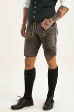 Ostarrichi Lederhose Donau old grey Vorderansicht | Ostarrichi Lederhosen Donau old grey front view
