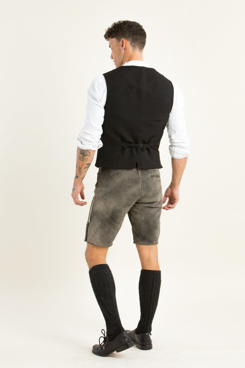 Ostarrichi Lederhose Donau old grey Getragen | Ostarrichi Lederhosen Donau old grey worn