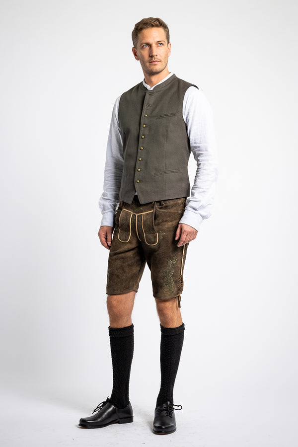 Kurze Ostarrichi Lederhose Franz braun/grün