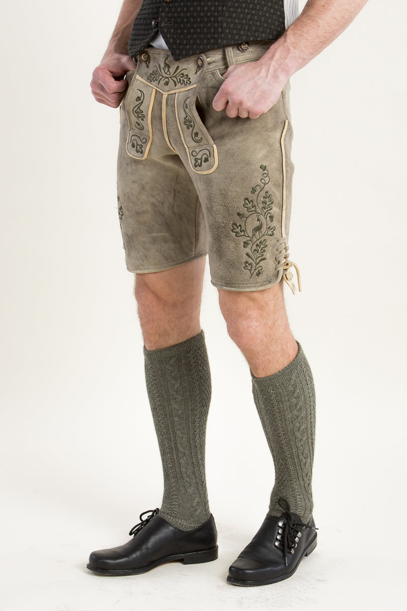 Ostarrichi Hirschlederhose Ludwig oliv Rückansicht | Ostarrichi Stag Leather Lederhosen Ludwig Olive back view