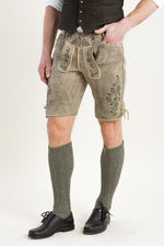 Ostarrichi Hirschlederhose Ludwig oliv Detail | Ostarrichi Stag Leather Lederhosen Ludwig Olive detail